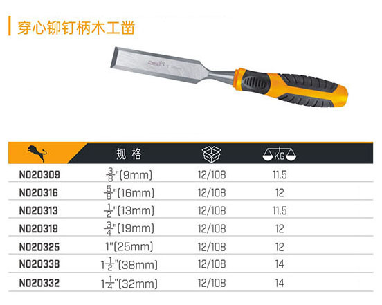 穿心鉚釘柄木工鑿